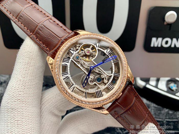 ROLEX勞力士 尊貴紳士 兩針鏤空 316精鋼針扣 自動機械 潮男腕表  wssb4657
